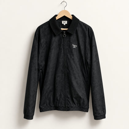 Reebok Zip Jacket Corduroy Collar Fleece Black Men’s Size M