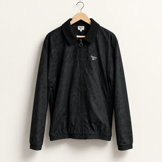 Reebok Zip Jacket Corduroy Collar Fleece Black Men’s Size M