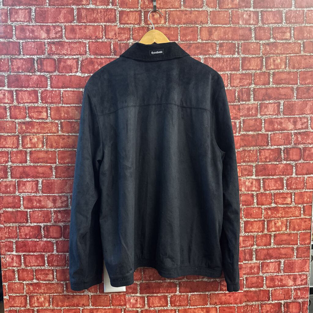 Reebok Zip Jacket Corduroy Collar Fleece Black Men’s Size M