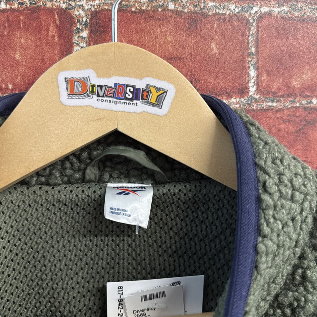Reebok Fleece Zip Jacket Color Block Olive/Tan/Brown Men’s Size M