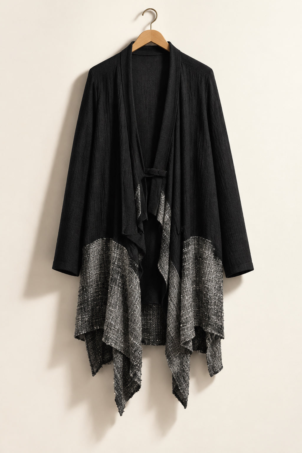 Igor Dobranic Cardigan Flowy Woven Bottom Black/Grey Ladies Size 2XL
