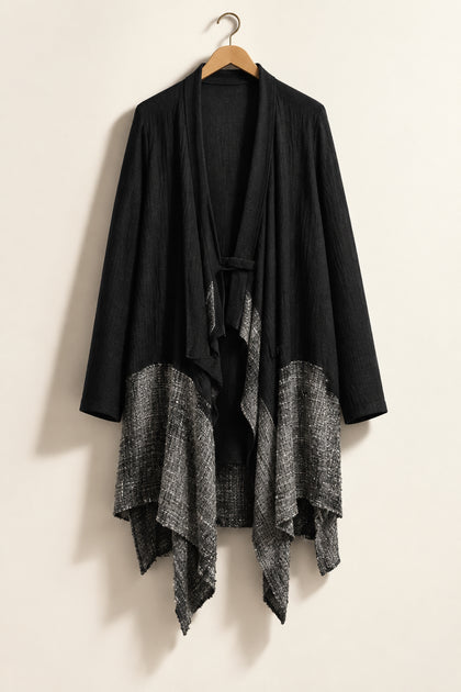 Igor Dobranic Cardigan Flowy Woven Bottom Black/Grey Ladies Size 2XL