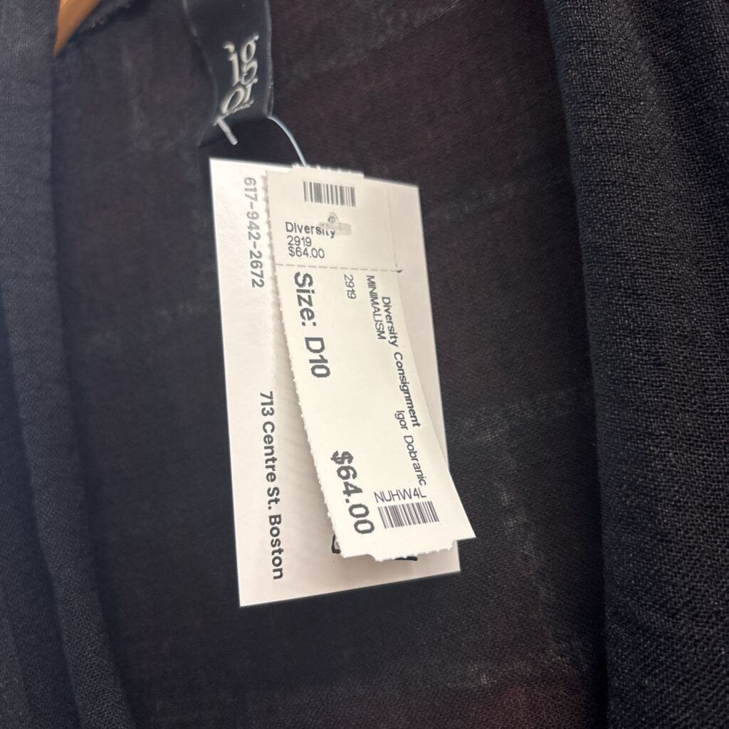 Igor Dobranic Cardigan Flowy Woven Bottom Black/Grey Ladies Size 2XL