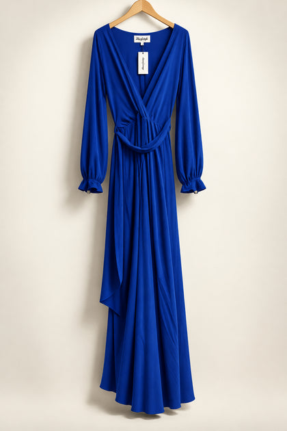 Meghan Los Angeles Maxi Dress Wrap Top Royal Blue Ladies Size XL