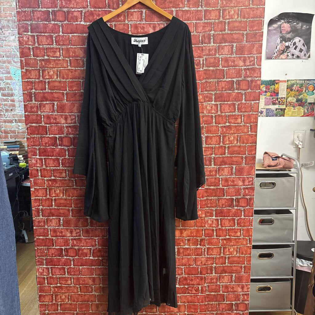 Meghan Los Angeles Maxi Dress Wrap Top Black Size 2XL