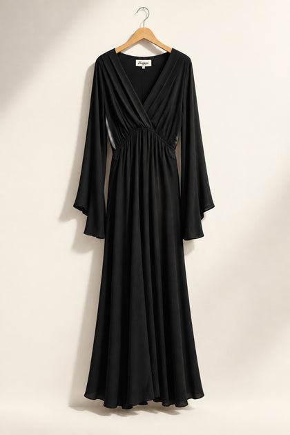 Meghan Los Angeles Maxi Dress Wrap Top Black Ladies Size 2XL