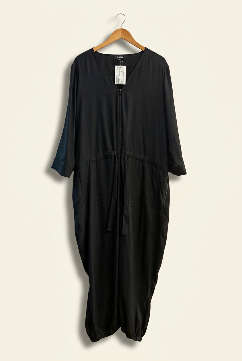DKNY Jumpsuit Front Zip Black Ladies Size XL
