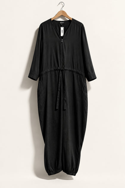DKNY Jumpsuit Front Zip Black Ladies Size XL