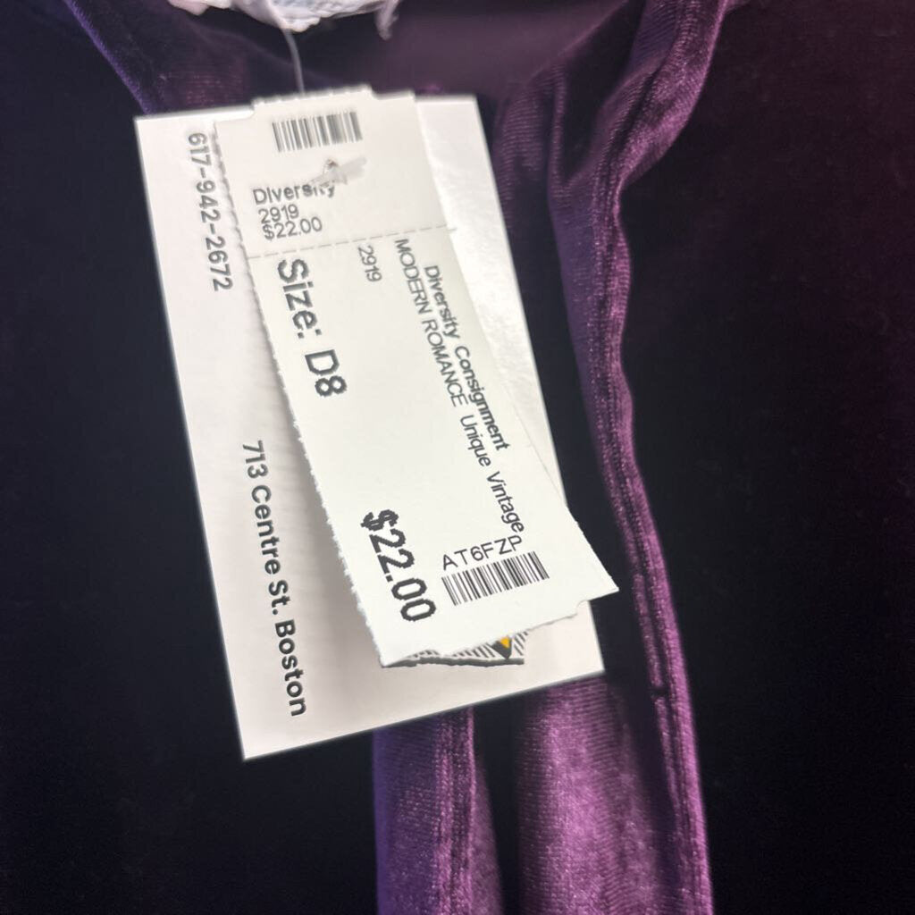Unique Vintage Blouse Neck Tie Velvet Plum Ladies Size 2X/18