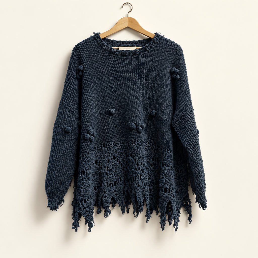 Liz Barr Knitwear Sweater Chenille Knit Baubles Grey Ladies Size 2X