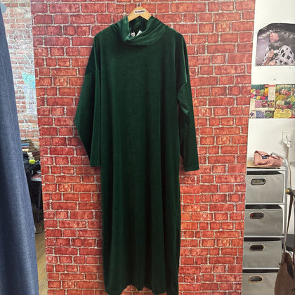 Chiha Vintage Maxi Dress Mock Neck Velvet Emerald Green Size 1X