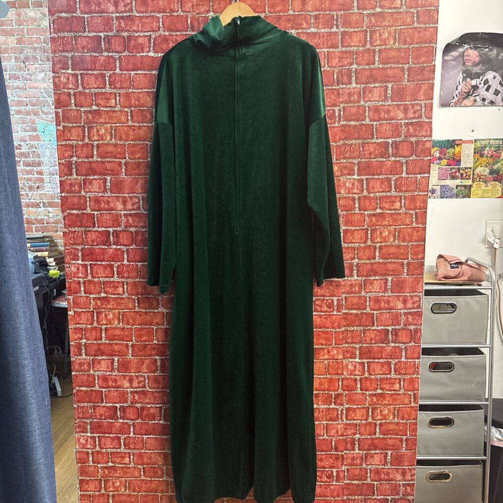 Chiha Vintage Maxi Dress Mock Neck Velvet Emerald Green Size 1X