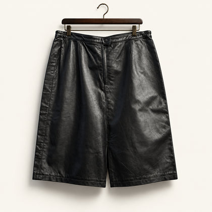 NWT Amati Leather Midi Skirt Black Ladies Size 24