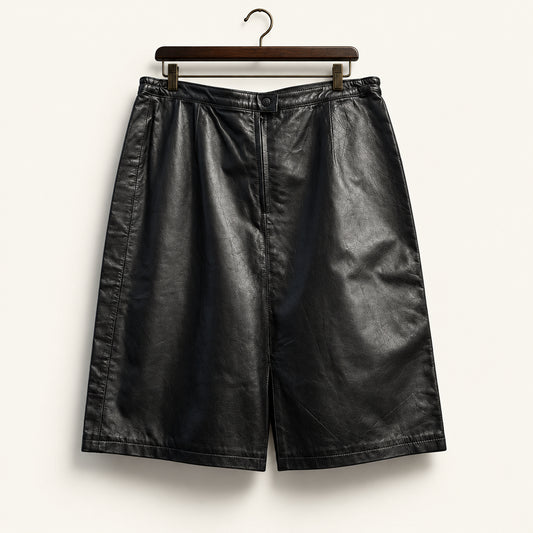 NWT Amati Leather Midi Skirt Black Ladies Size 24
