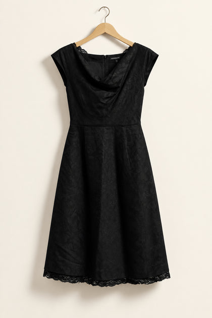 Banana Republic x Mad Men Midi Dress Lace Trim Cap Sleeve Black Ladies Size 0
