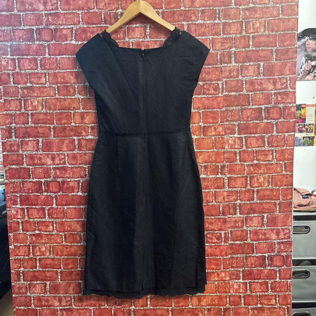 Banana Republic x Mad Men Midi Dress Lace Trim Cap Sleeve Black Size 0