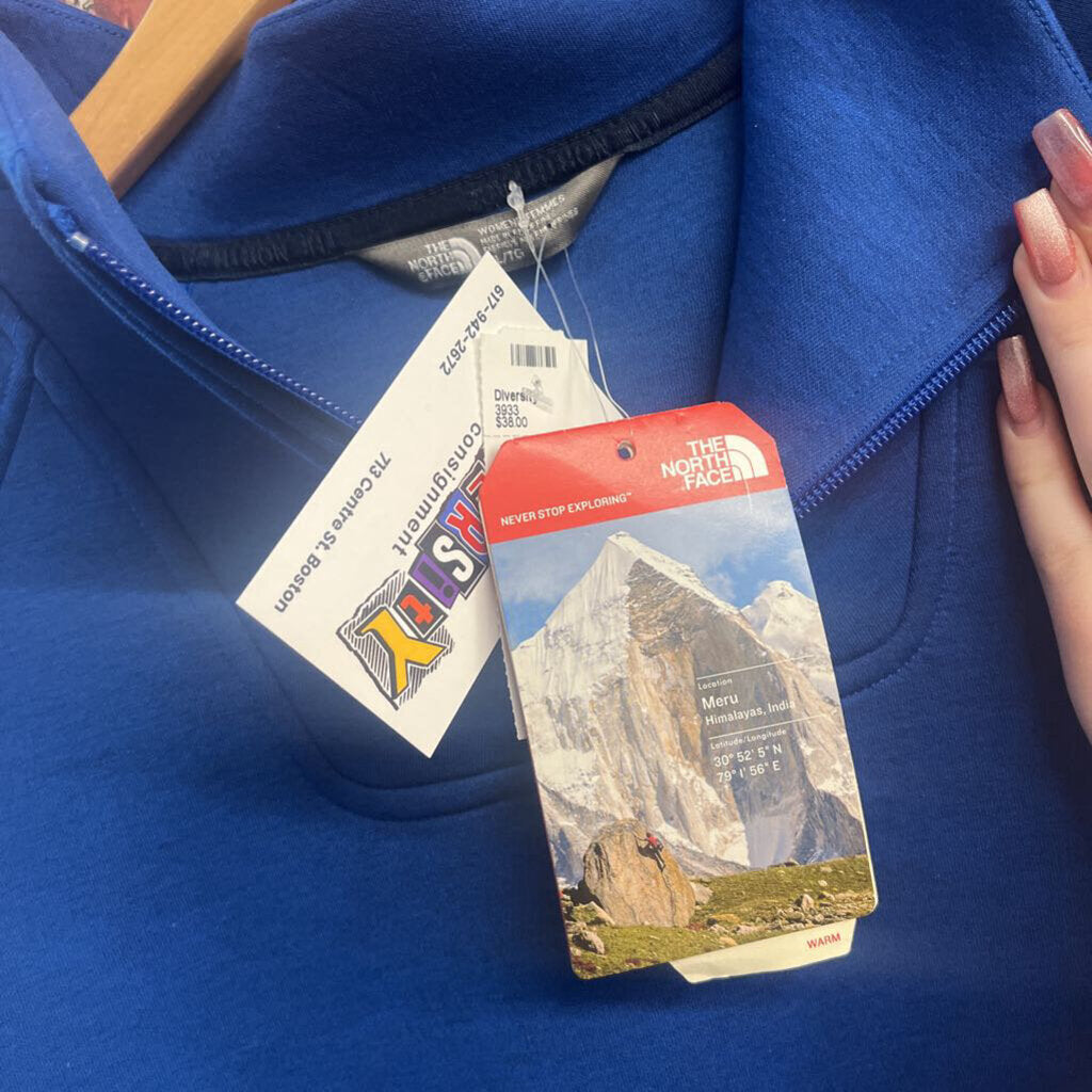 NWT The North Face Quarter Zip Pullover Heather Blue Ladies Size XL
