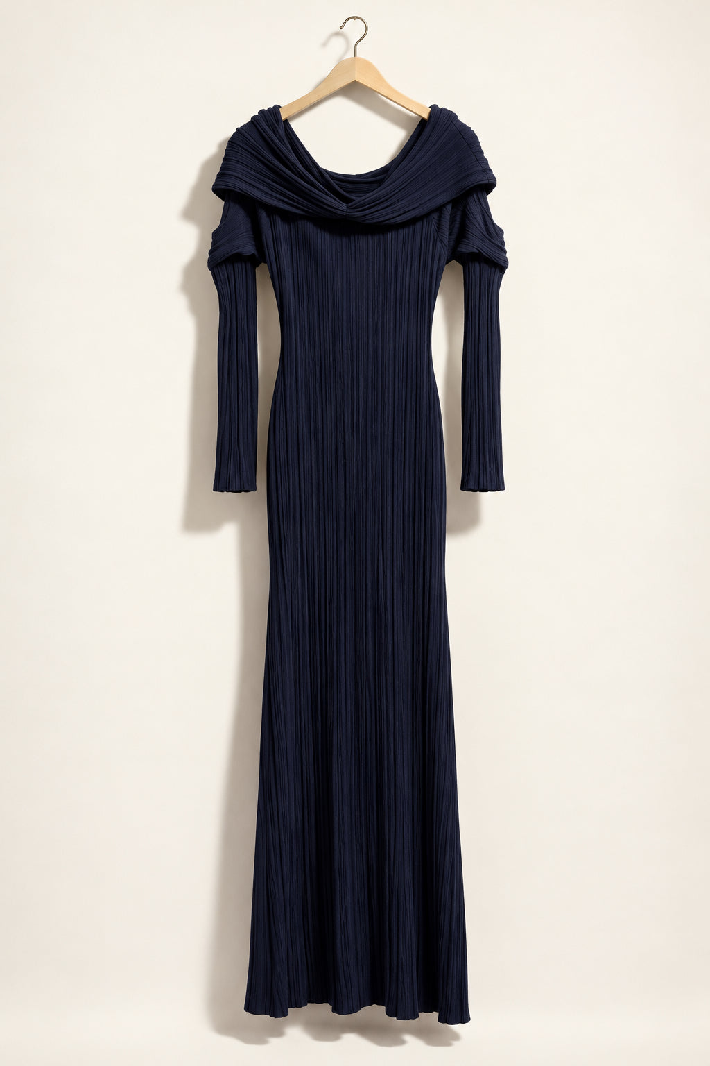 NWT NA-KD Maxi Dress Off the Shoulder Ribbed Navy Ladies Size L