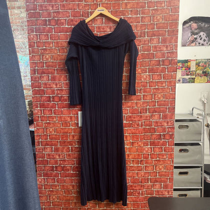 NWT NA-KD Maxi Dress Off the Shoulder Ribbed Navy Size L