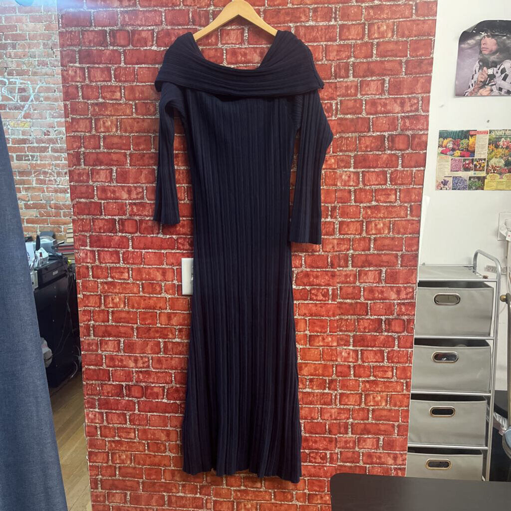 NWT NA-KD Maxi Dress Off the Shoulder Ribbed Navy Ladies Size L