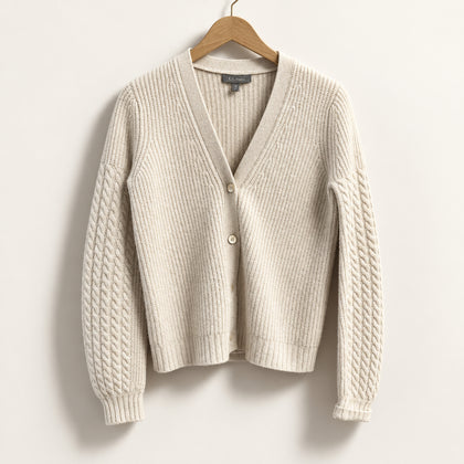 Vintage Neiman Marcus Beige Cashmere Cardigan Sweater Ladies Size XS