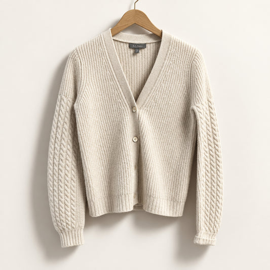 Vintage Neiman Marcus Beige Cashmere Cardigan Sweater Ladies Size XS