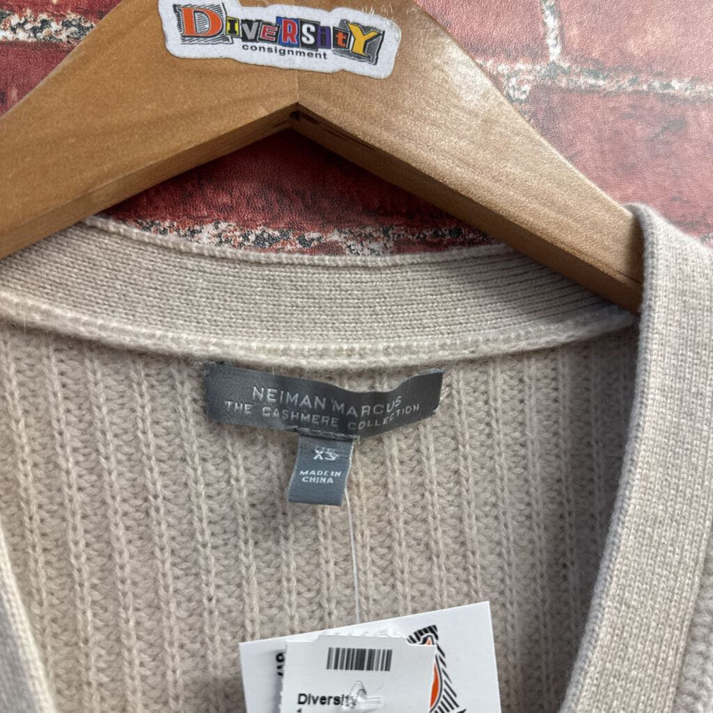 Vintage Neiman Marcus Beige Cashmere Cardigan Sweater Ladies Size XS