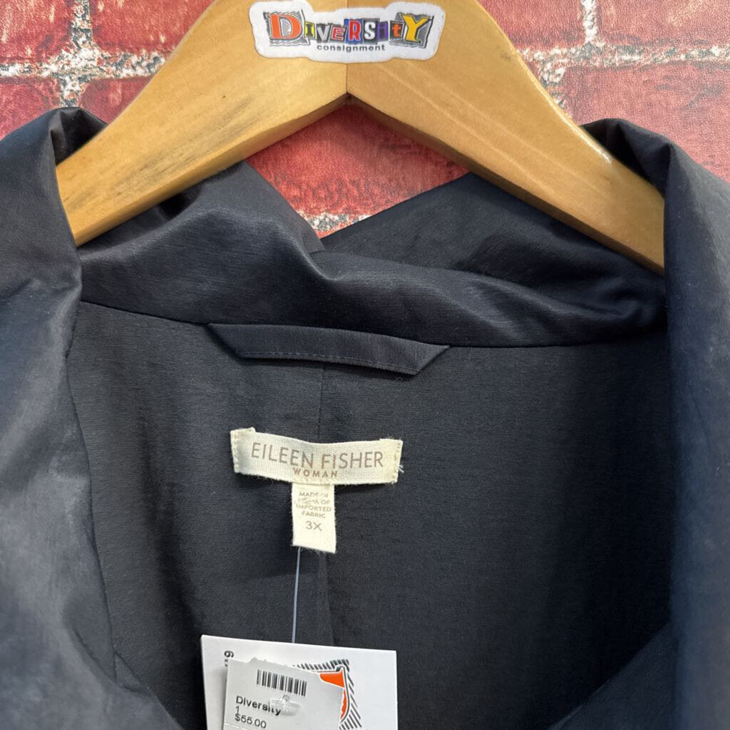 Eileen Fisher Black Trench Coat Ladies Size 3XL