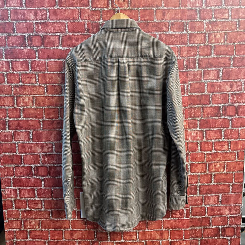 Viyella Brown Plaid Wool Blend Button Down Men’s Size M