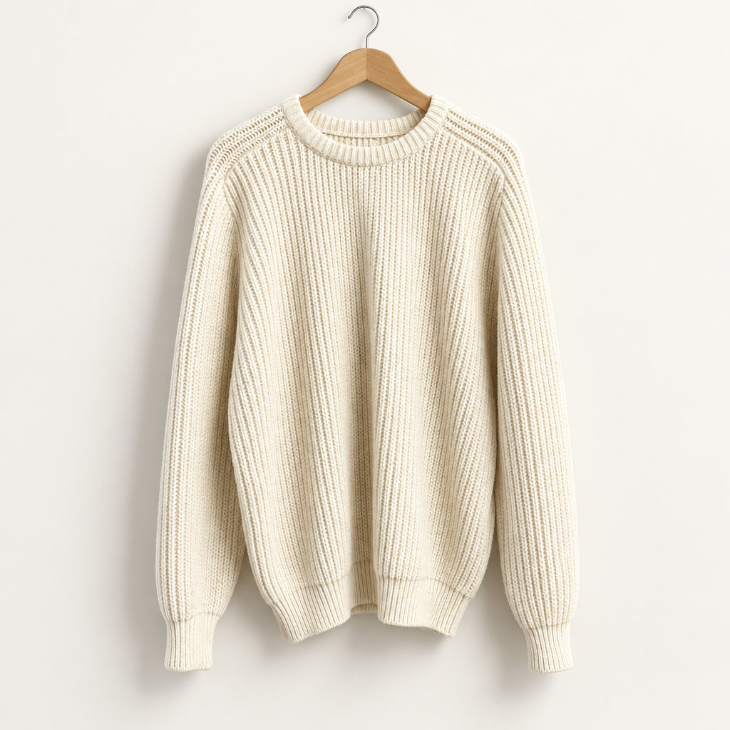 Vintage Thick Wool Cable Knit Sweater Grey Men’s Size L