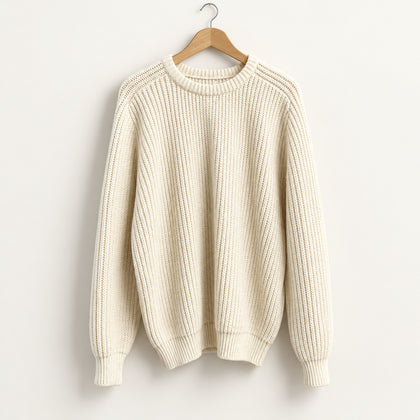 Vintage Thick Wool Cable Knit Sweater Grey Men’s Size L