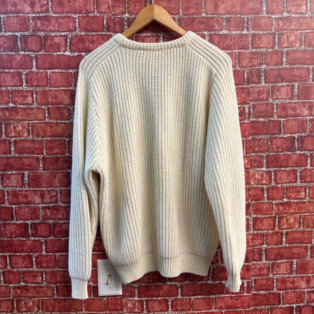 Vintage Thick Wool Cable Knit Sweater Grey Men’s Size L