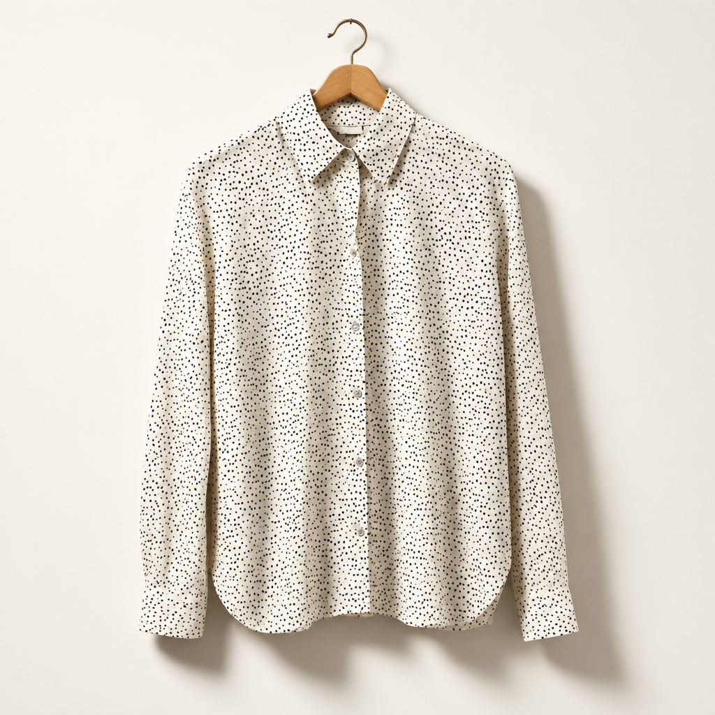 Vince. Silk Blend Mini Leopard Spots Cream Blouse Ladies Size S