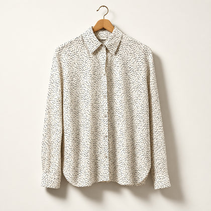 Vince. Silk Blend Mini Leopard Spots Cream Blouse Ladies Size S