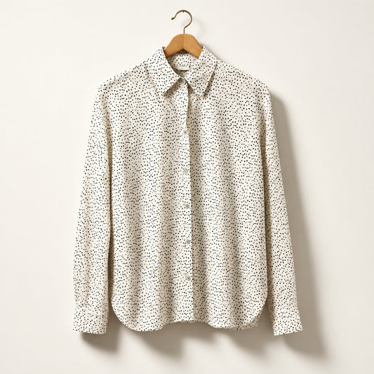 Vince. Silk Blend Mini Leopard Spots Cream Blouse Ladies Size S
