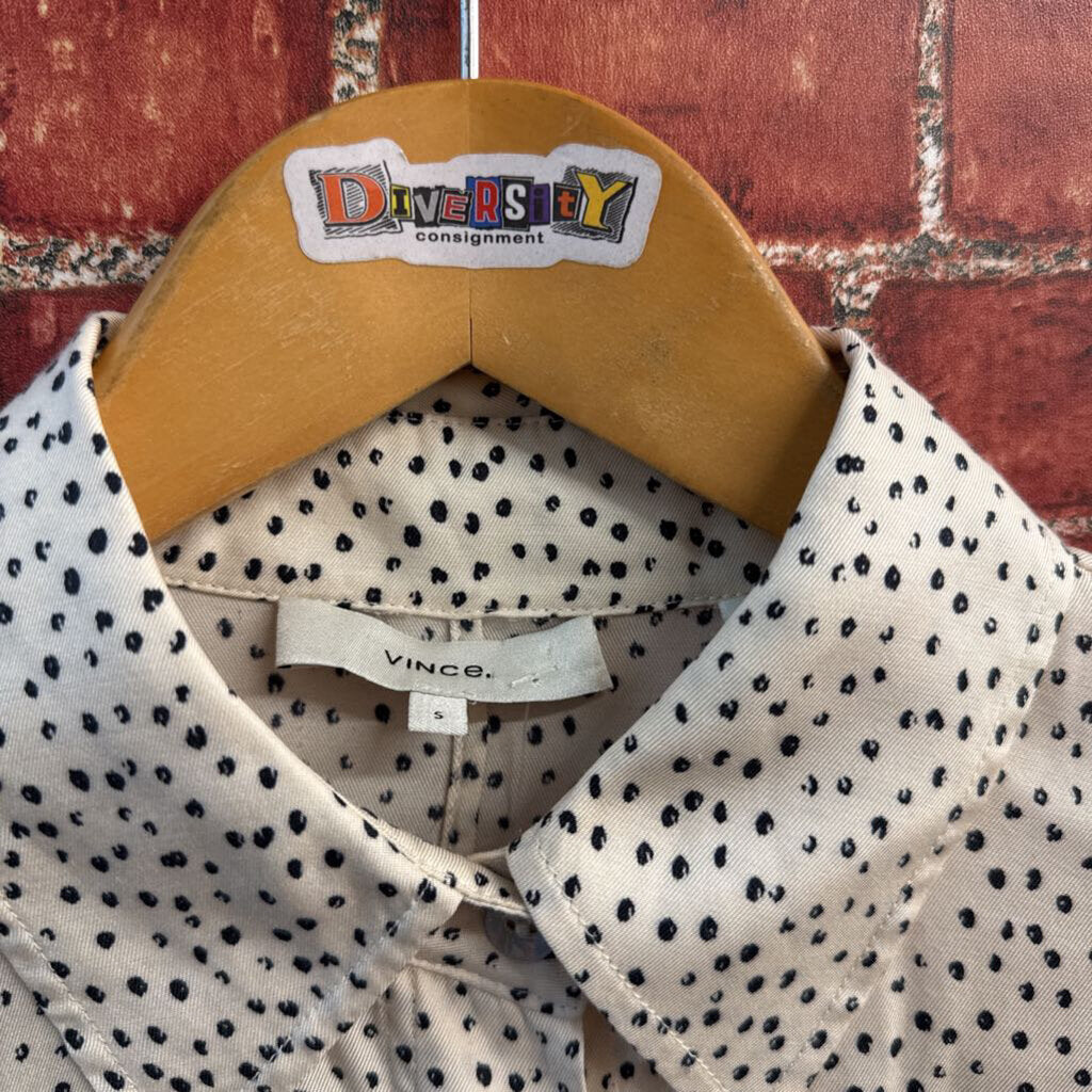 Vince. Silk Blend Mini Leopard Spots Cream Blouse Ladies Size S