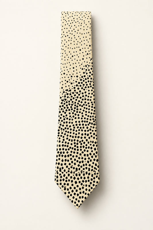 Vintage GG Logo Italian Silk Tie Beige Abstract