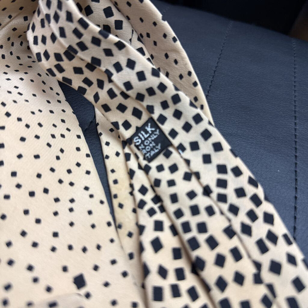Vintage GG Logo Italian Silk Tie Beige Abstract