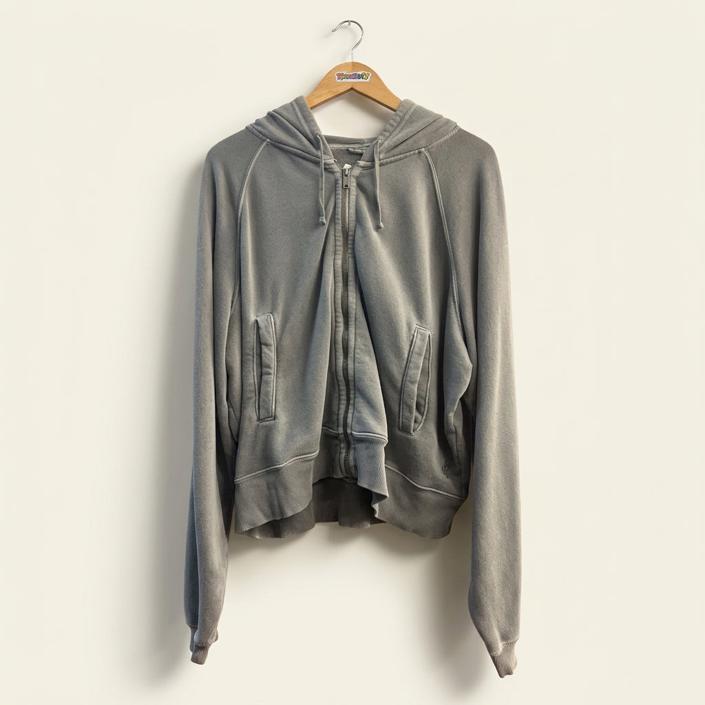FP Movement Cropped Zip-Up Hoodie Grey Ladies Size L