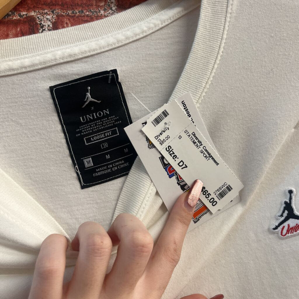 Air Jordan x Union LAn Long Sleeve Graphic T-Shirt White/Brown/Red Men’s Size M