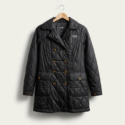 North Face Quilted Double-Breasted Jacket Black Ladies Size XS