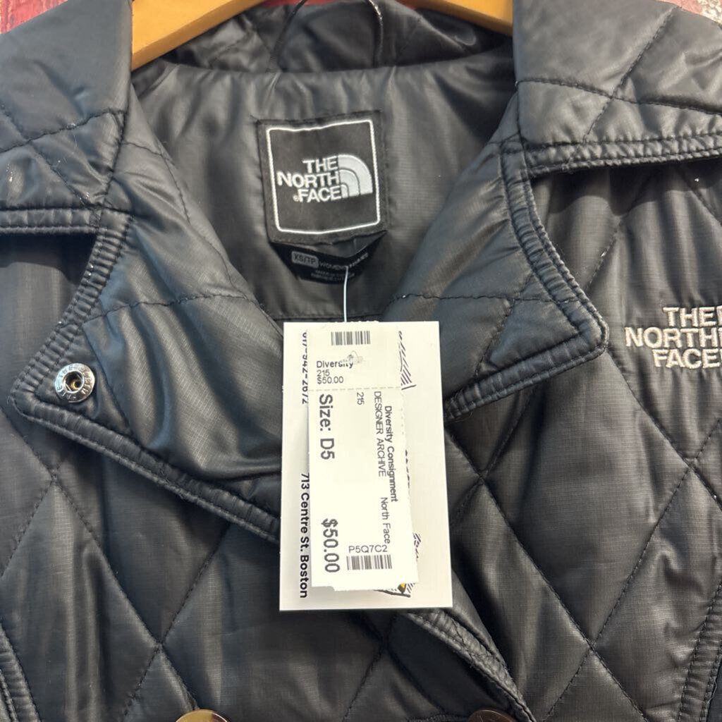 North Face Quilted Double-Breasted Jacket Black Ladies Size XS