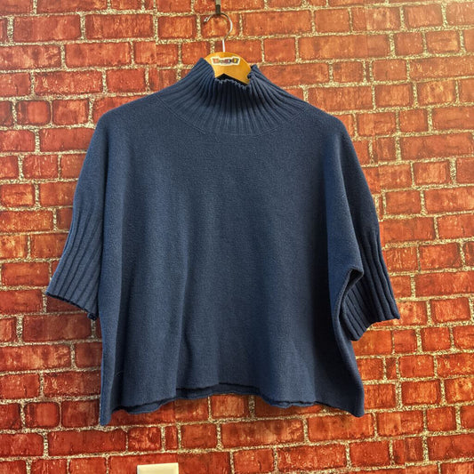 Cecile Wang Oversized Turtleneck Knit Sweater Blue Ladies Size 3XL