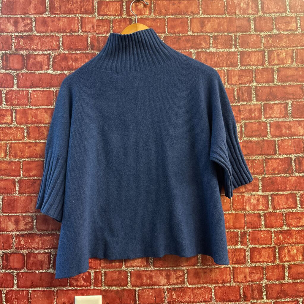 Cecile Wang Oversized Turtleneck Knit Sweater Blue Ladies Size 3XL