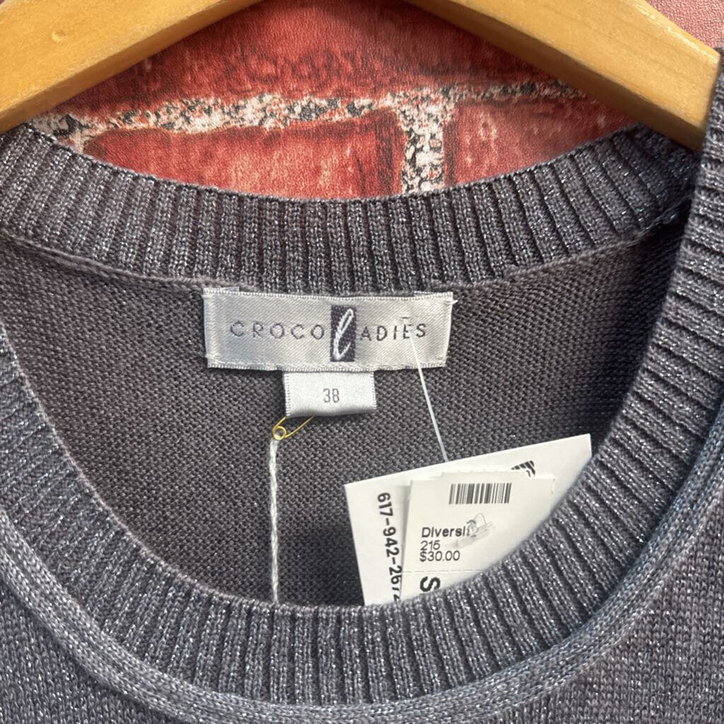 Croco Ladies Metallic Knit Vest Silver Size 38