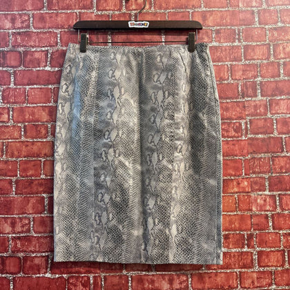 Thalian Genuine Leather Snakeskin Print Skirt Grey/Black Ladies Size 6