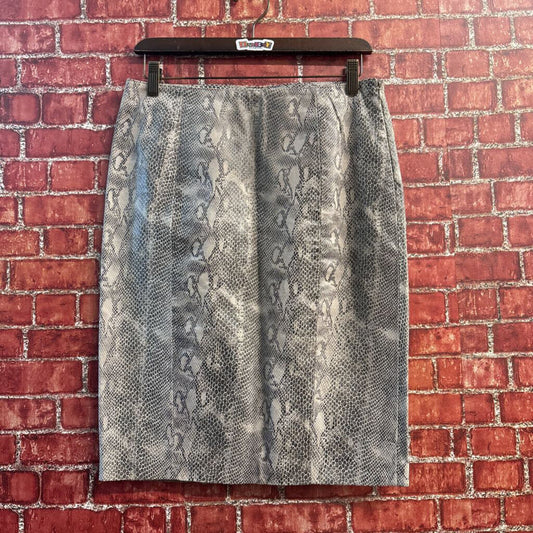 Thalian Genuine Leather Snakeskin Print Skirt Grey/Black Ladies Size 6