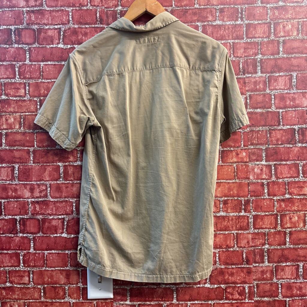 Allsaints Short-Sleeve Button Up Shirt Khaki Men’s Size S