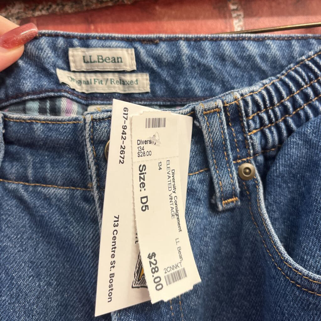 LL Bean Original Fit Elastic Waist Blue Size 12