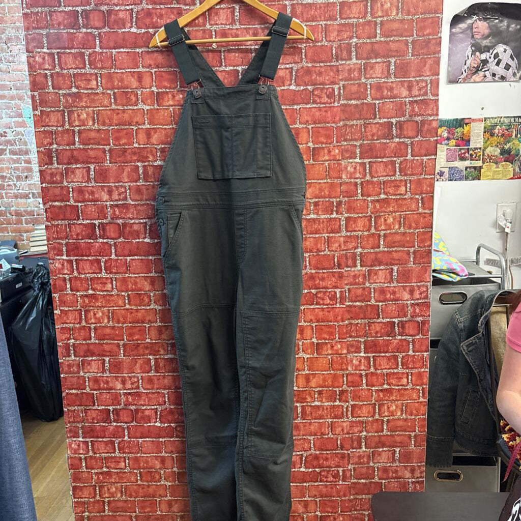 REI Cooperative Trailsmith Canvas Overalls Dark Grey/Green Size 12